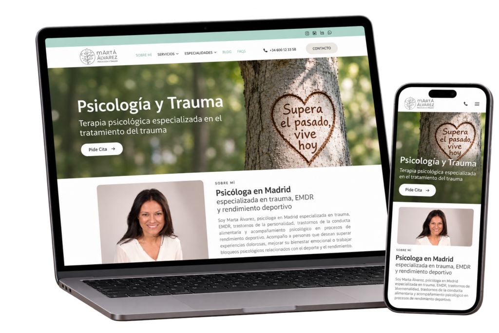 Diseño web de Psicología y Trauma en ordenador y móvil